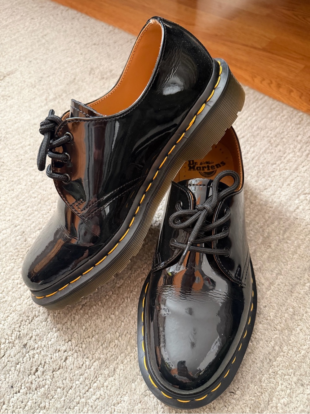 Dr. Martens Black Patent 3-Eye Lace Shoes